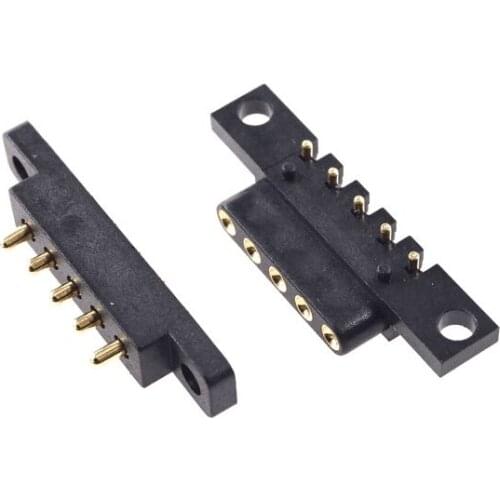 POGO PIN Spring Pin Connector 5P 2.54 Mm Male and Female Seat Side Board with Screw Hole Installation