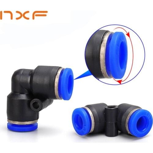 PV Degree Elbow Pneumatic Quick Fitting Plastic 4mm 6mm 8mm 10mm Air Parts Pipe Push In Water Quick Connector Slip Lock 2 Way