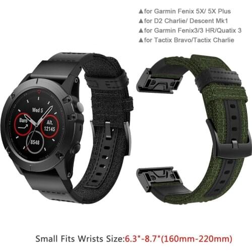 Fenix 5X Plus 26mm Quick Fit Watch Band Nylon Sport Breathable Wristband Strap for Garmin Fenix 5X/Fenix 3/Descent MK1/Quatix 3