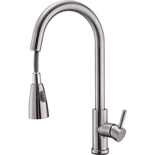 RUYAGE Kitchen Faucets Single Handle Kitchen Sink Faucet Brushed Nickel Stainless Steel Pulldown Head Faucet w/Flexible Pullout