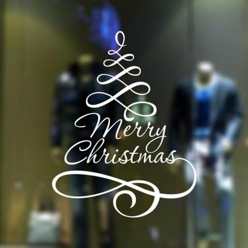 Modern Christmas Tree Wall Stickers Removable Art Vinyl Mural Festival Window Showcase Wall Stickers Home Room Decoration