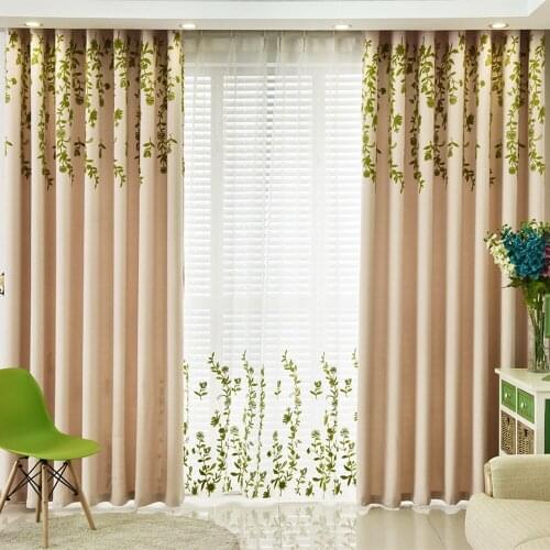 Modern Blackout Curtains Willow shoots Pattern For Living Room Window Bedroom shading Ready Made Finished Drapes Blinds 2JL433