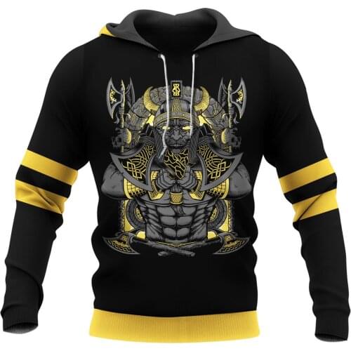 Odin Viking Tattoo Wolf Skull Style 3D Full Print Size Hoodie Man Women Harajuku Outwear Zipper Pullover Sweatshirt Unisex-1