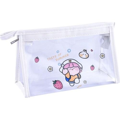 Waterproof Transparent PVC Bath Cosmetic Bag Women kawaii Make Up Case Travel Zipper Makeup Beauty Wash Organizer Skin Care Kit