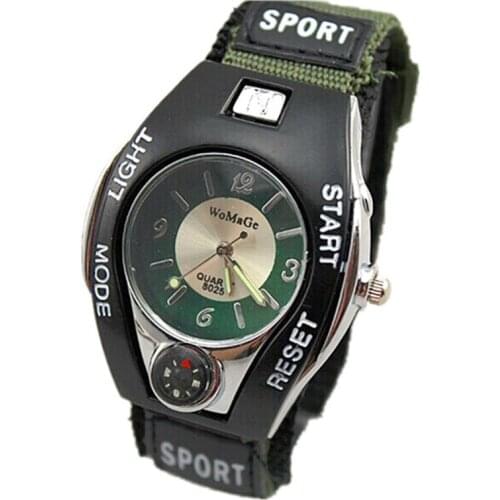 Womage brand unique compass decorative women fashion knitting nylon band quartz army military sports men watch Relojes 2018 Hot