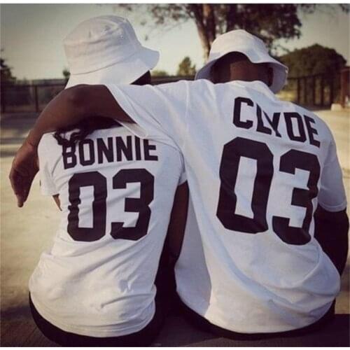 Valentine Shirts Women/Men Bonnie Bonnie 03 CLYDE 03 couples leisure cotton short sleeve T-shirt euro size O neck t-shirts 2018