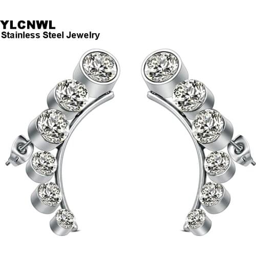 Statement Stainless Steel Crystal Earrings For Women Ladies Stud Fashion Jewelry 2020 Birthday Gift