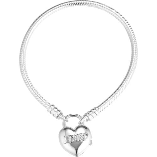 Bracelet For Women You Are Loved Heart Snake Chain Bracelets 925 Sterling Silver Jewelry Femme Pulseira Plata de ley Armband