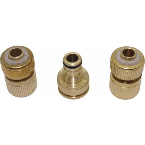 1 set(3 pcs) 1/2'' Copper Fittings Quick Taps joint Brass Faucets Standard Connector garden water irrigation Accessories