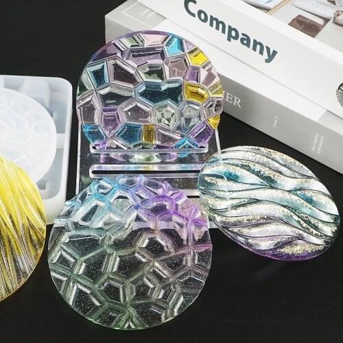1Set Coaster Resin Mold DIY Wavy Diamond Bottom Silicone Mold Storage Tray Tea Mat Handmade Crafts Home Decoration