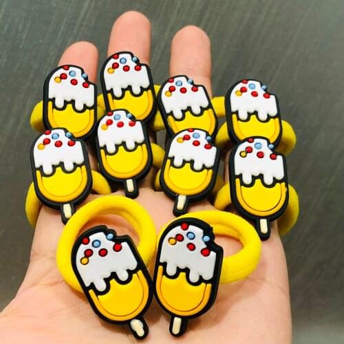 10Pcs/set Ice Cream Cake Cute Hair Accessories Children Rubber Bands Scrunchies Elastic Nylon Hair Bands Girls Headband Ties