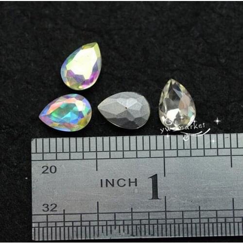 1000 PCS 7mm x 10mm Glass Color Tear Drop Faceted Glass Jewels Crystal AB
