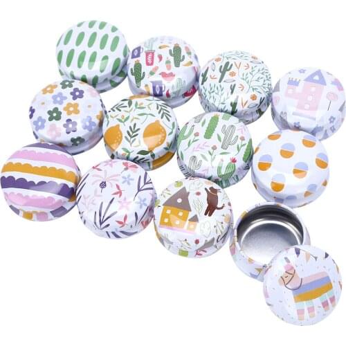 12Pcs Candy Tins Candles Jars Assorted Color Metal Storage Tin Cans Jars Containers for Candy Cookie Lip Balm Cosmetics Ointment
