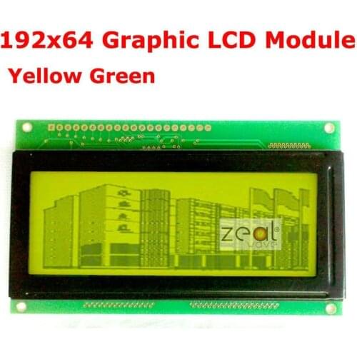 192x64 19264 192*64 Graphic Dot Matrix LCD Module Yellow Green LED Backlight KS0108 Free Shipping