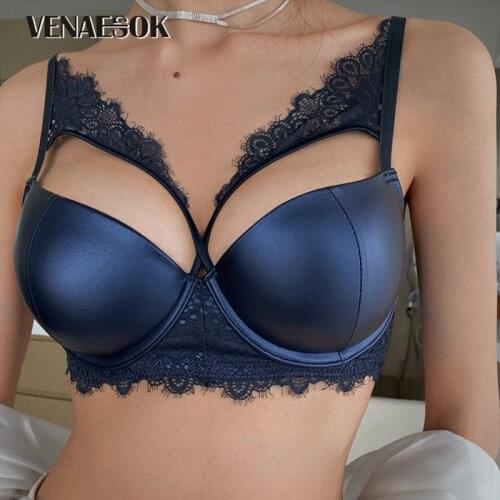 2021 Top Lace Cortical Bras Women Lingerie Set Embroidery Cotton Deep V Brassiere White 3/4 Cup Sexy Underwear Push up Bra Set