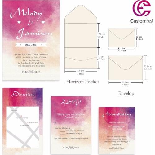 30pcs/lot personalized pocket card set pocket envelop+matching envelop+card+RSVP free shipping PKEE015V103