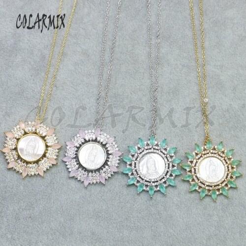 5 strands Religion necklace Virgin Mary pendant necklace shell pendants jewelry wholesale jewelry gift for women gems 5213