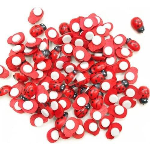 500PCS Red Wood Sewing Buttons for Clothes Flatback Scrapbooking Beetle Decoration Crafts Needlework Wood DIY Crafts