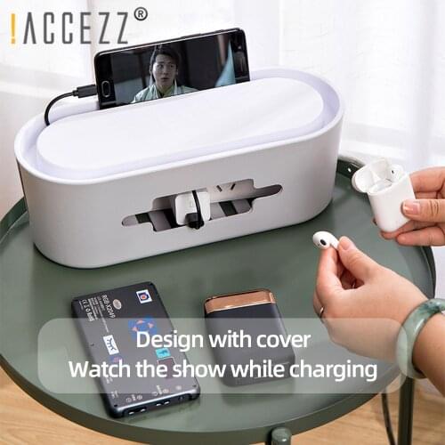 !ACCEZZ Cable Storage Box Power Storage Case Charger Socket Organizer Desktop Network Line Bin Anti-Dust Holder Wire Management