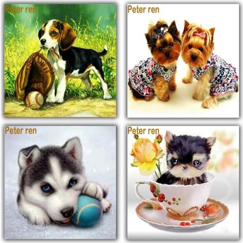 Diamond Painting animal dog Cross stitch Embroidery full Square or Round Mosaic pictur Home Decor Crafts Puppy ball teacup cat