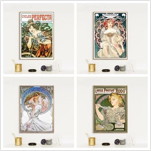 Alphonse Mucha Large Vintage Art Nouveau Posters and Prints Fine Replica Wall Art Painting Pictures for Living Room Home Decor