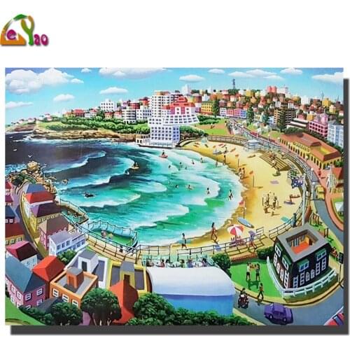 Bondi Beach Landscape 5D Diy Diamond Painting Cross Stitch Kits Diamond Mosaic Embroidery 3d Painting round Square Drill Gift