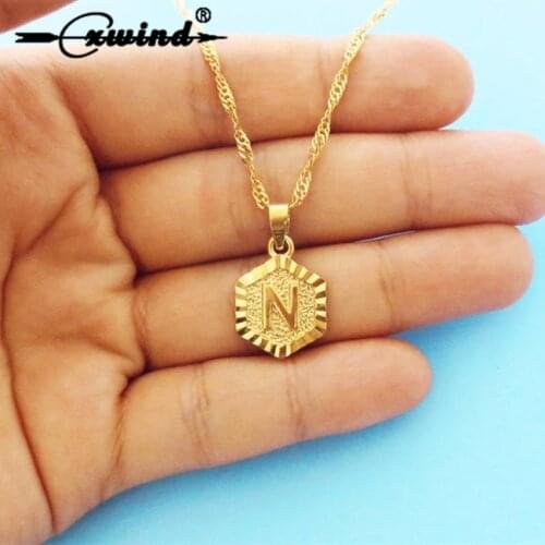 Cxwind Women Charm A-Z Alphabet Letter Pendant Necklaces Stainless Steel Initial 26 Letters Necklace Glamour Choker Jewelry