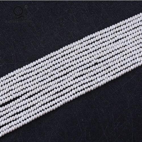 Daking Pearl Strands Jewelry,2.5-3mm 16 Inches Loose Pearl Cultured Button Pearl Natural White Pearls