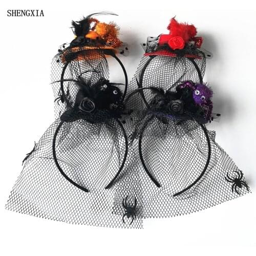 2019 Halloween hat jazz hat high quality bartending accessories unisex ghost festival spider witch hat headband