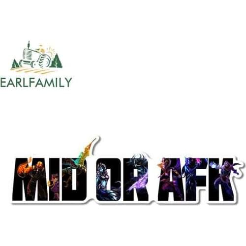 EARLFAMILY 13cm x 3.7cm for League of Legends MID OR AFK Camper Truck Decal Vinyl Car Stickers DIY Decoration Suitable for VAN