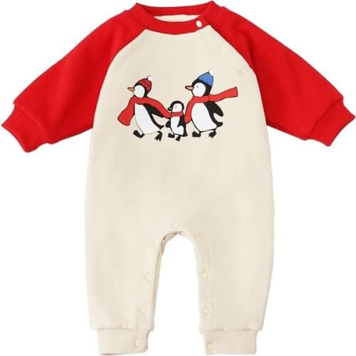 Newborn Baby Romper Unisex Baby Jumpsuits Penguin & Dinosuar Family Print Cute Baby Clothes Kids Costume Baby Girl Spring Outfit