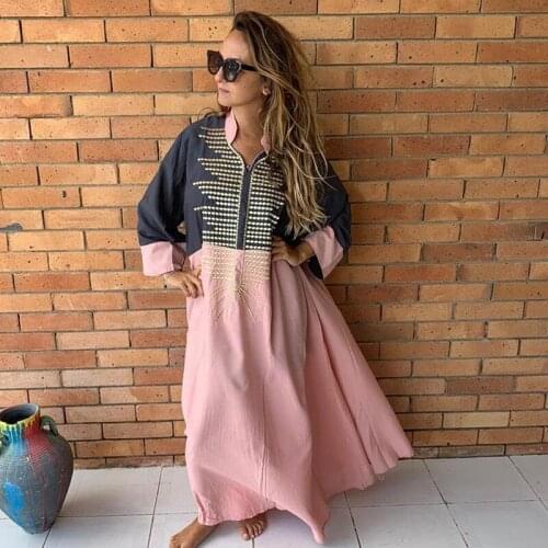 Summer Casual Dress Blouse Cotton Stitching Embroidery Long Skirt Beach Blouse Casual Dress Robe Tunic Apron Swimsuit Blouse