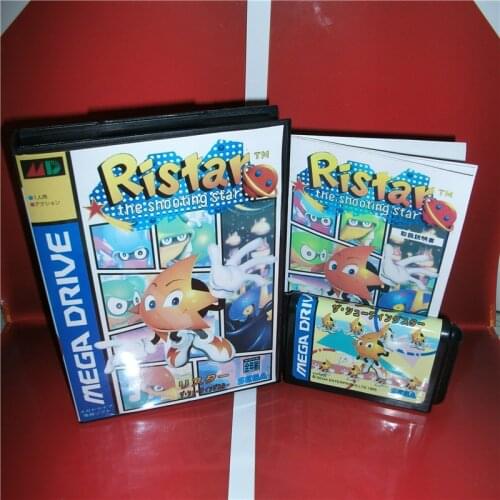 MD games card - Ristar - The Shooting Star Japan Cover with Box and Manual for MD MegaDrive Video Game Console 16 bit MD card