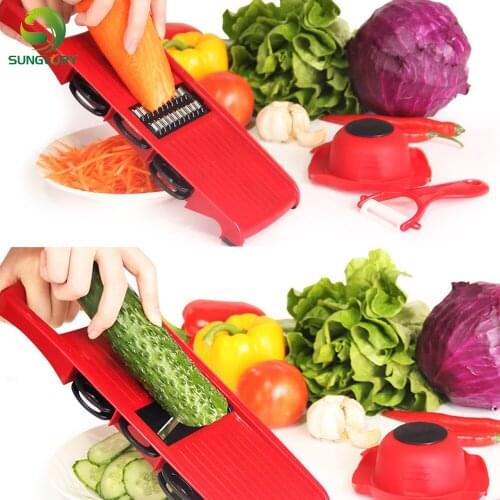 Multi Mandoline Vegetable Slicer Peeler Grater Carrot Cutter Chopper Fruit Vegetables Cutter Tools With 5 Blades Kitchen Gadgets