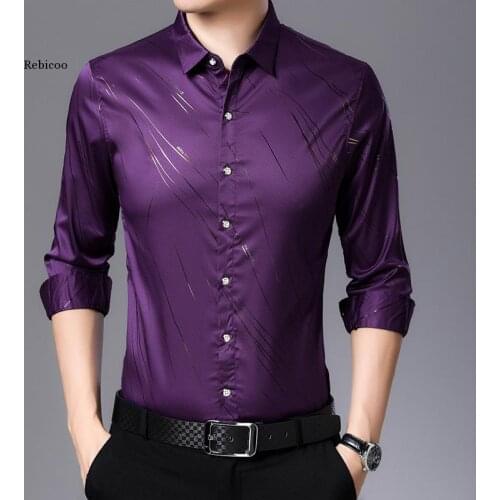 Fashions Casual Slim Fit Long Sleeve Men Shirt Social Streetwear Clothes Striped Shirts Mens Dress High Quality