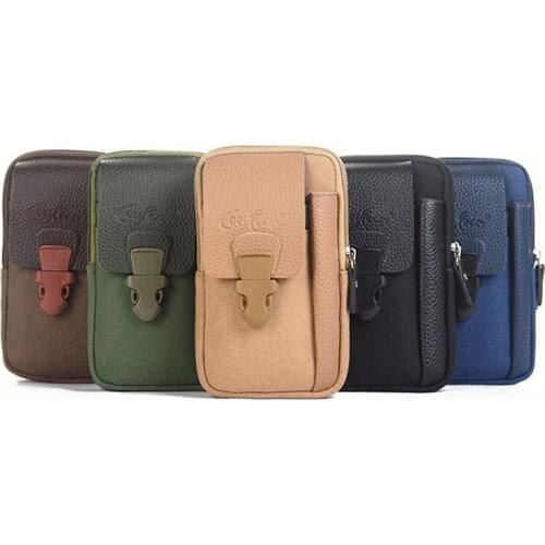 Male Casual Zipper Men Waist Bags Small Solid Color Card Holder 4 Inch Phone Packs Belt Fanny Purse