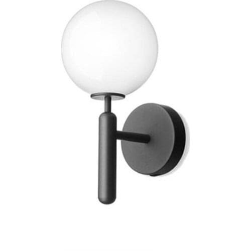 Modern Glass Ball Wall Lamp For Bedroom Home Decoration Bedside Study Read Lights Bronze Black Stairs Lighting WF1021