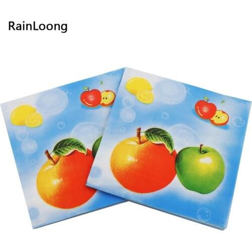 [RainLoong] Fruit Apple Paper Napkin Event & Party Supplies Tissue Decoupage Servilleta 33cm*33cm 1 pack (20pcs/pack)