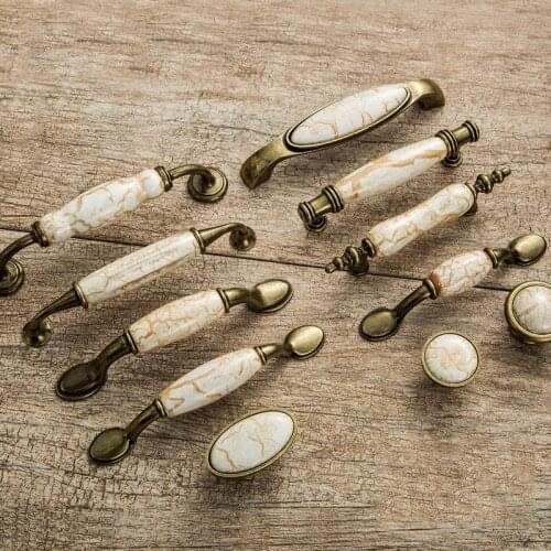 Antique Furniture Handles Marble Vein Knobs and Handles Ceramic Handles for Kitchen Cupboards Cabinet Door knobs Drawer Pulls