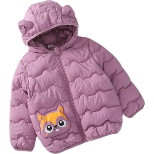 Cute Autumn Winter Clothing New Childrens Thick Cotton Down Jacket Baby Boys Fashion Cartoon Hooded Coat Ear Outwear