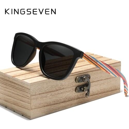 KINGSEVEN Original Design New trending Fashion Multi Color Wood Sunglasses Men Handmade Women UV400 Sun Glasses Oculos de sol