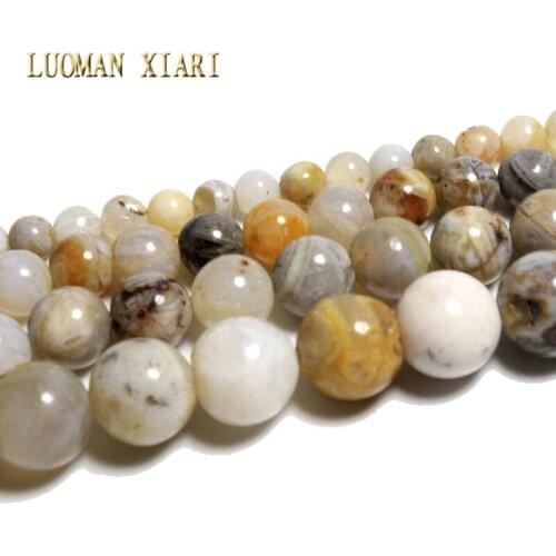 Fine Natural Round AAA+ Bamboo Agate Stone Beads For Jewelry Making DIY Bracelet Necklace Material 4/ 6/8/10mm Strand 15