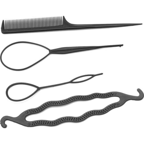 Hair Twist Styling Clip Stick Bun Maker Braid Tool Comb Hair Accessories 4 Pcs M76F