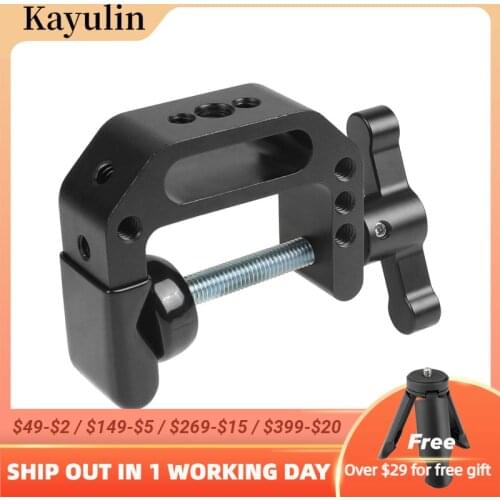 Kayulin T-handle C Clamp Universal C-Clamp Aluminum Support Clamp Desktop Mount Holder Stand with 1/4"&3/8" Thread Black