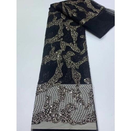 Stock 5yards/bag Embroidery sequins beaded fashionable new fabric for wedding dress design HS87