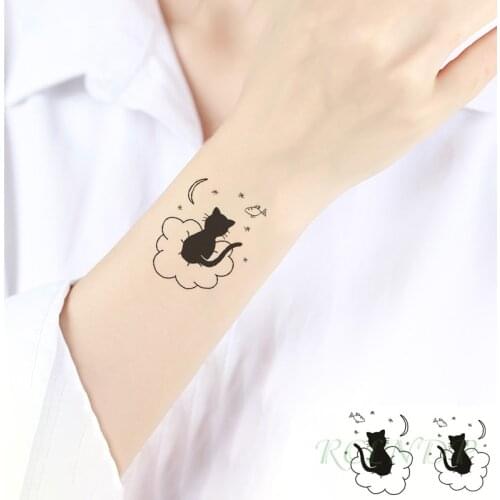 Waterproof Temporary Tattoo Stickers Cat Fish Moon Star Fake Tatto Flash Tatoo Neck Hand Back Foot Body Art for Women Men