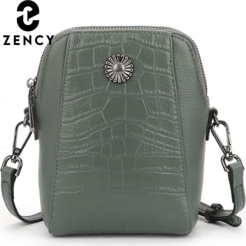 Zency 2021 New Design Fashionable Ladies Handbag Genuine Leather Women Crossbody Bag Small Cute Shoulder Bag High Quality Black