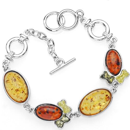 Beautiful Delicate Oval Chic Shape Colorful Baltic Synthetic imitation Honey Bracelets Women Chain Bracelets & Bangles DL83701