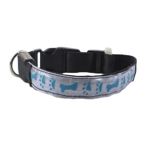 15PCS / LOT Dog Night Safety Glow Collar Bone Footprint Printing Collar LED Luminescent Pet Collar