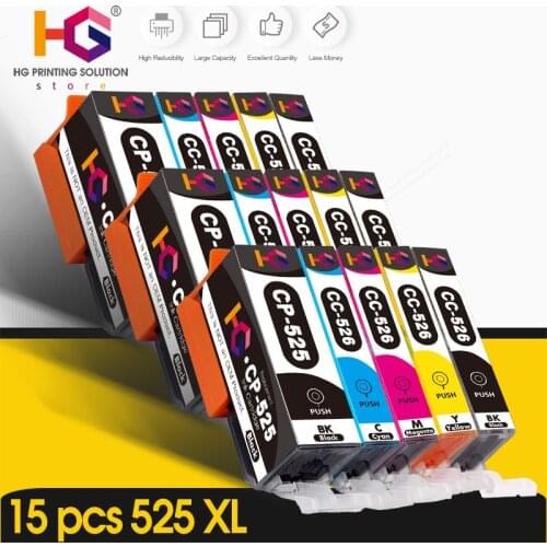 15 Pcs PGI-525 PGI525 For Canon PIXMA IP4850 IP4950 IX6550 MG5150 MG5250 MG5350 Printer Ink Cartridges